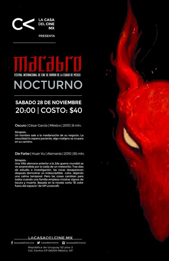 #MacabroNocturno presenta: Die Farbe y Oscuro.