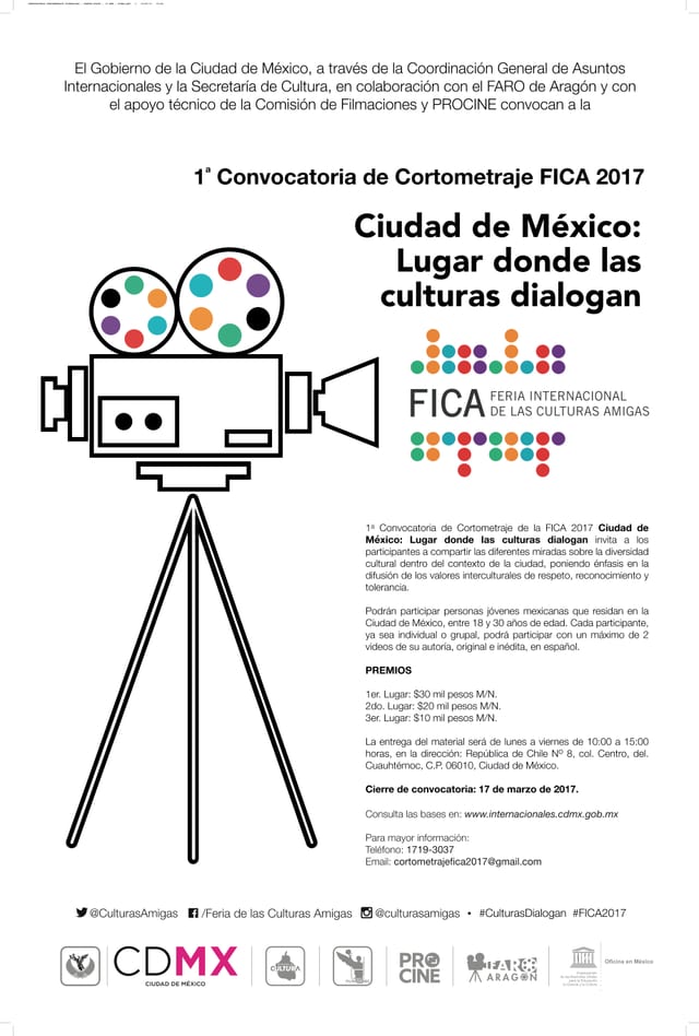 #Convocatorias: 1era. convocatoria cortometraje FICA 2017