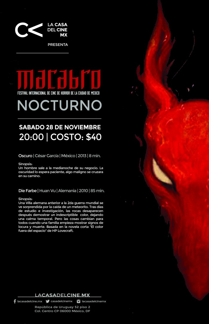 #MacabroNocturno presenta: Die Farbe y Oscuro.